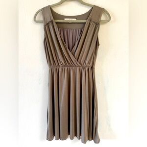LOFT XXSP mock adorable wrap sleeveless mini dress in a muted khaki olive shade